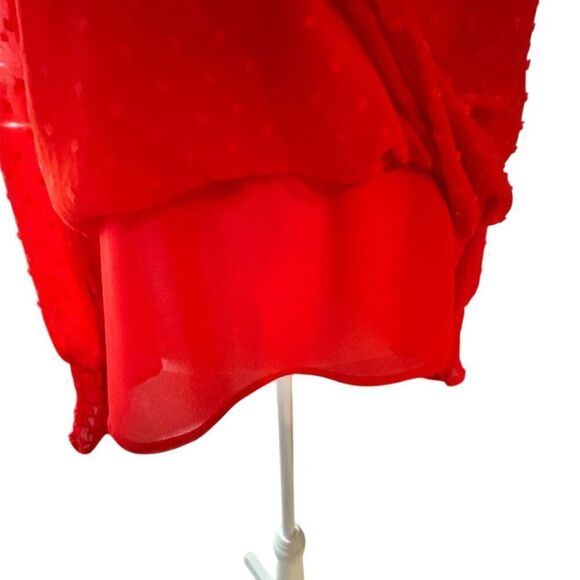 Halogen Women's Red Textured Ruffle Blouse Size M Long Sleeve Casual - Picture 4 of 10